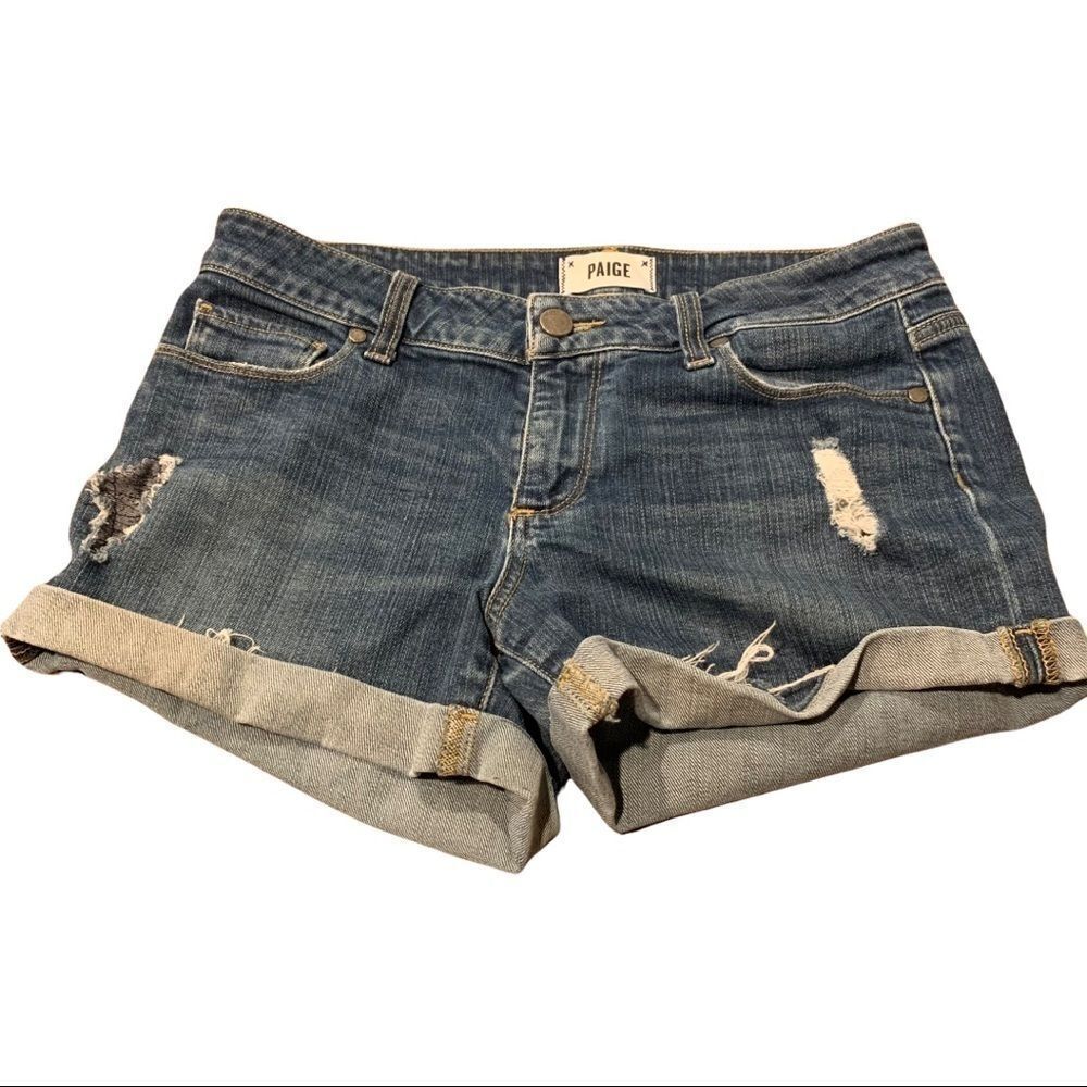 Paige Jimmy Jimmy Denim Shorts Cuff Distressed Size 26